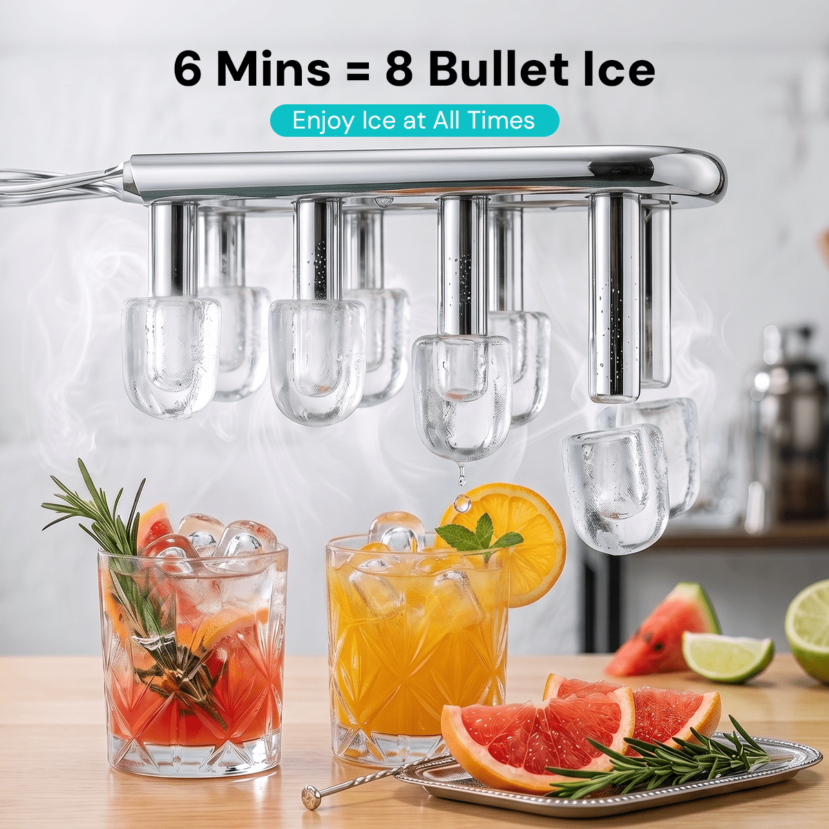 Kismile Ice Makers Countertop with Handle,8 Cubes in 6 Mins,Portable Ice Machine with Self-Cleaning for Home 58012RIM0 - Image 6