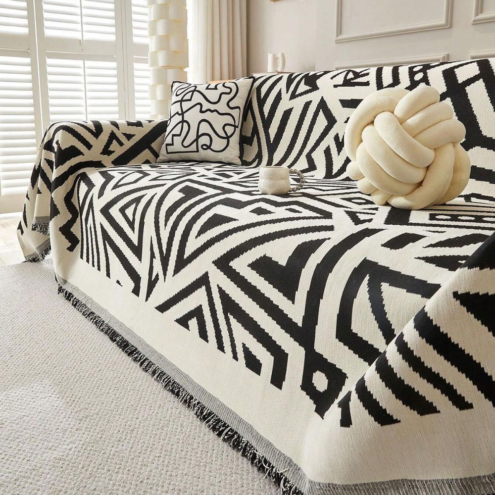 Sofa Cover Soft Chenille Reversible Triangle Machine Washable - Image 2