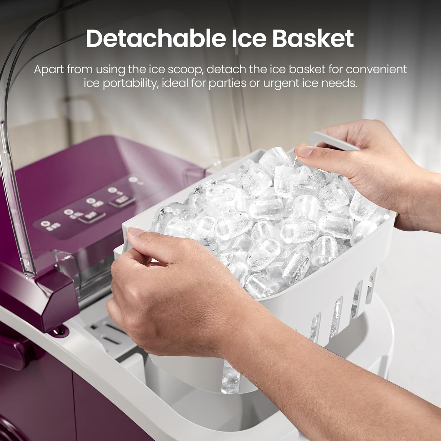 Kismile Ice Makers Countertop with Handle,8 Cubes in 6 Mins,Portable Ice Machine with Self-Cleaning for Home 58012RIM0 - Image 19