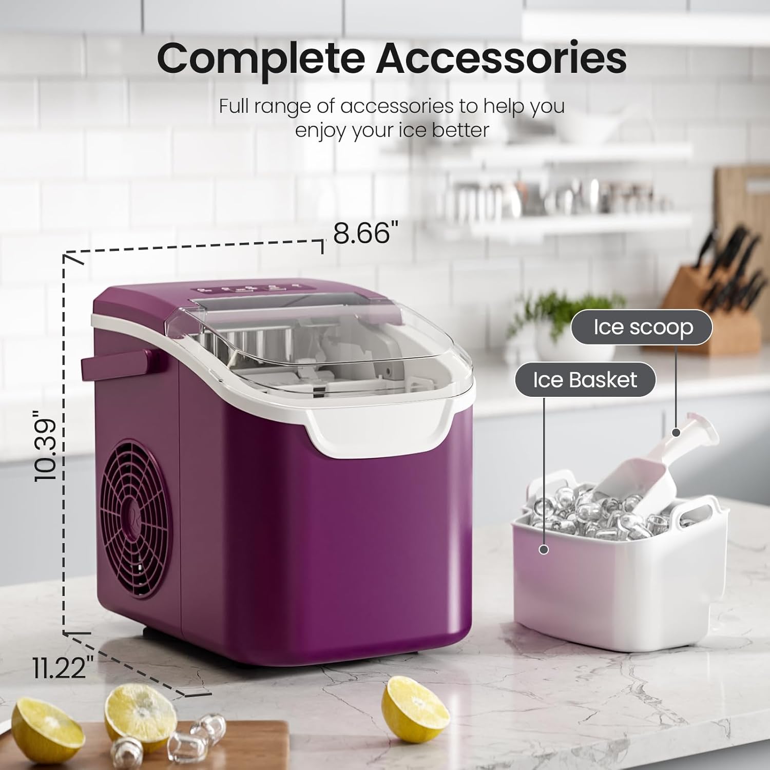 Kismile Ice Makers Countertop with Handle,8 Cubes in 6 Mins,Portable Ice Machine with Self-Cleaning for Home 58012RIM0 - Image 22