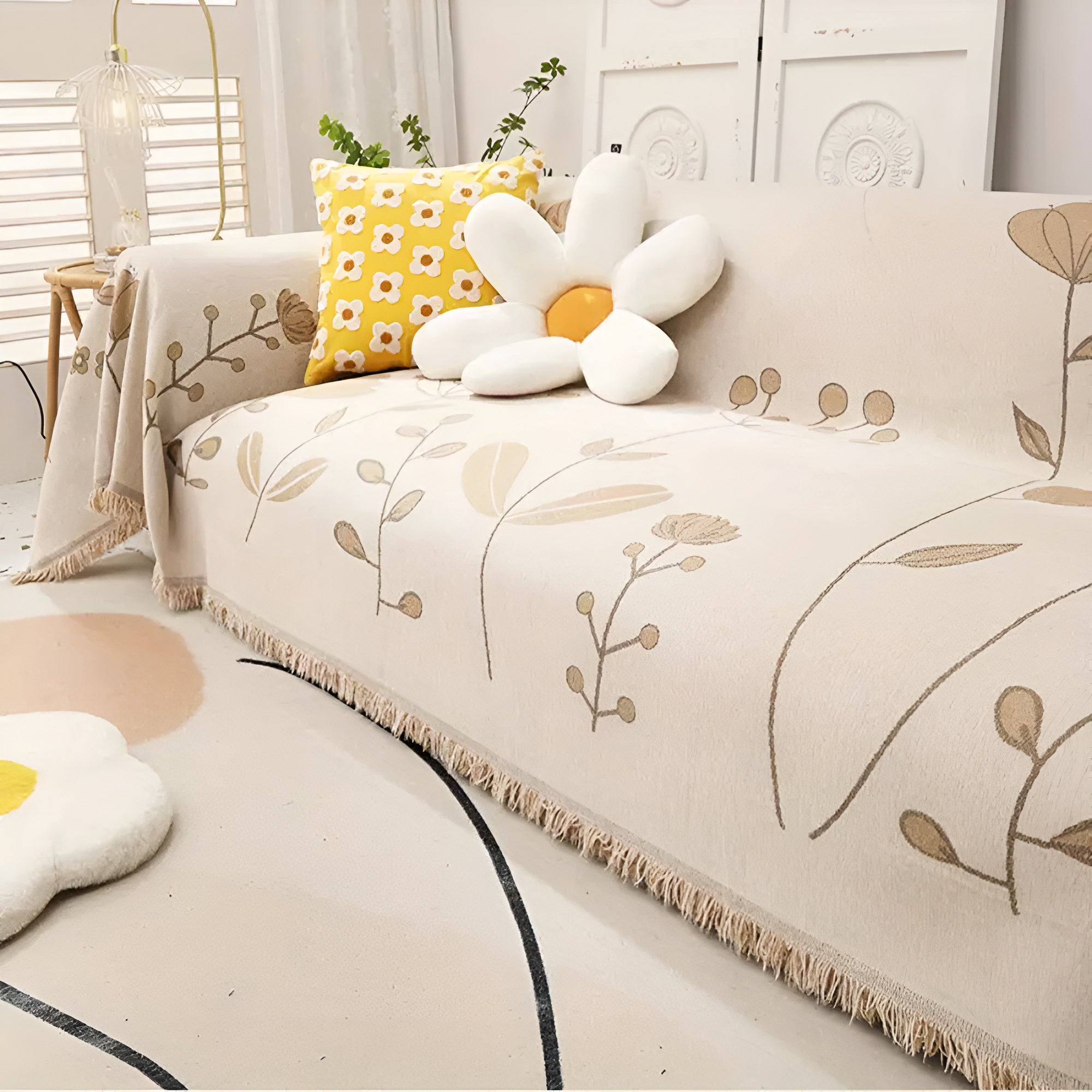Sofa Cover Reversible Floral Microfiber Pet Resistant - Image 6