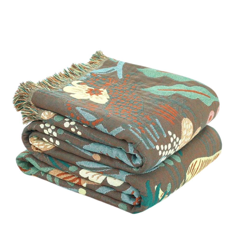Cotton Blanket Reversible Jacquard Tassel Trim - Image 6