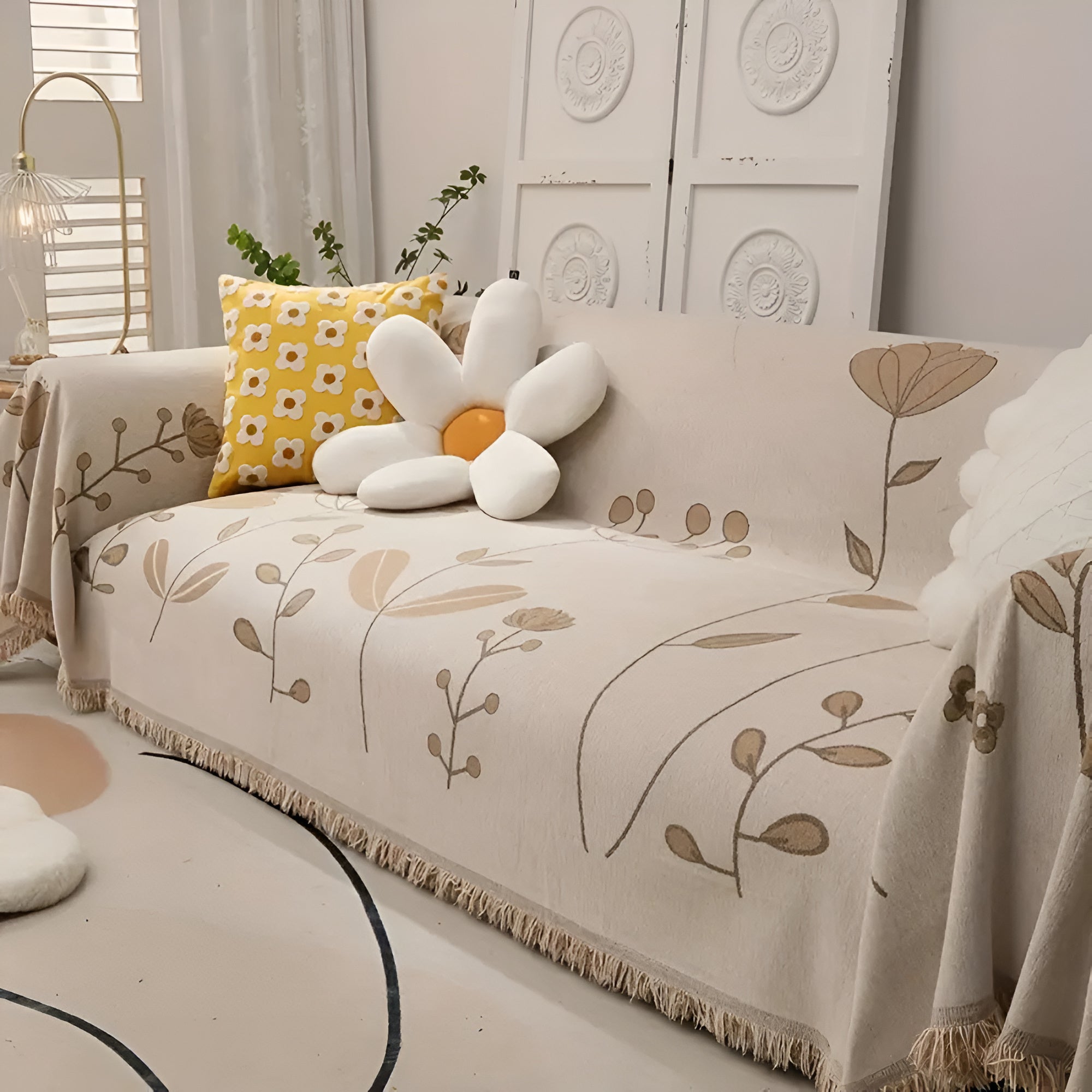 Sofa Cover Reversible Floral Microfiber Pet Resistant - Image 7