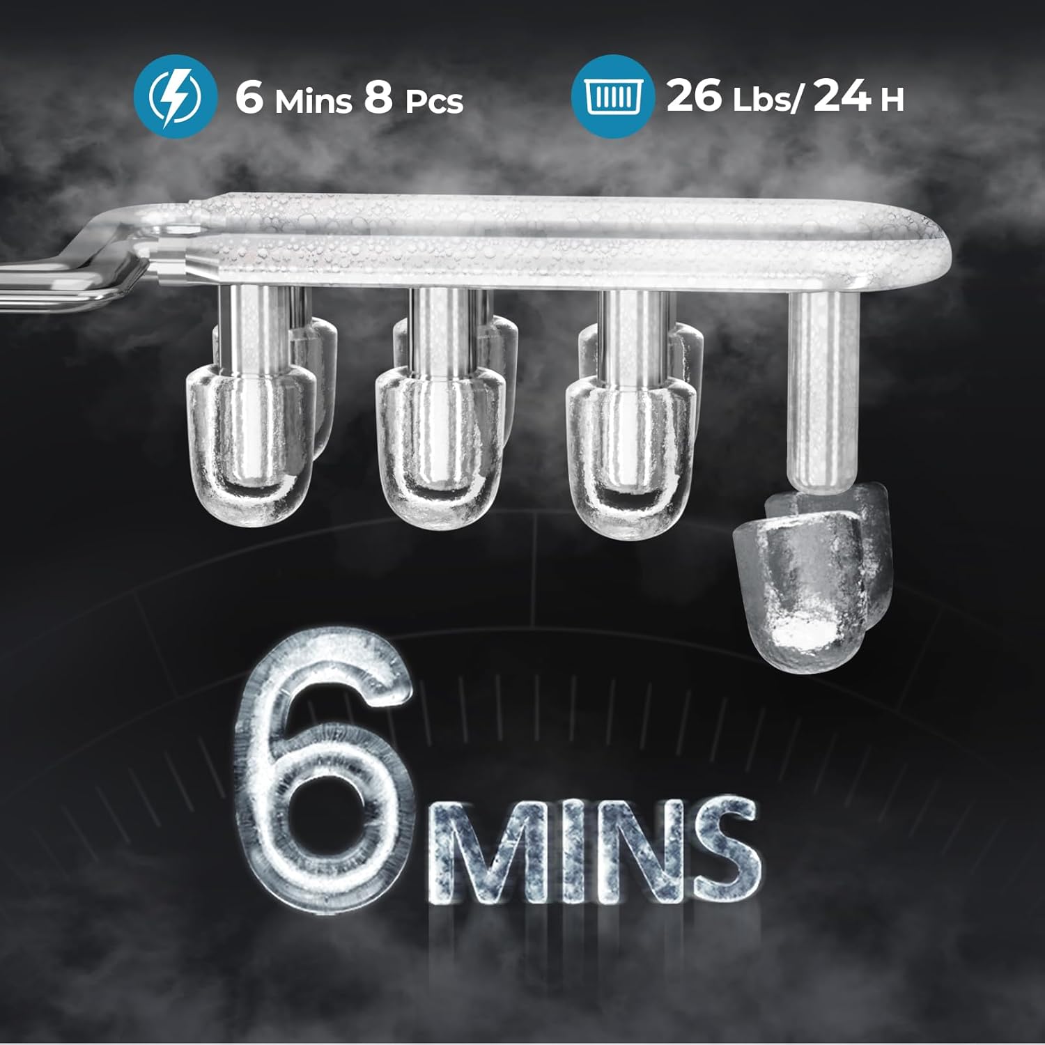 Kismile Ice Makers Countertop with Handle,8 Cubes in 6 Mins,Portable Ice Machine with Self-Cleaning for Home 58012RIM0 - Image 28