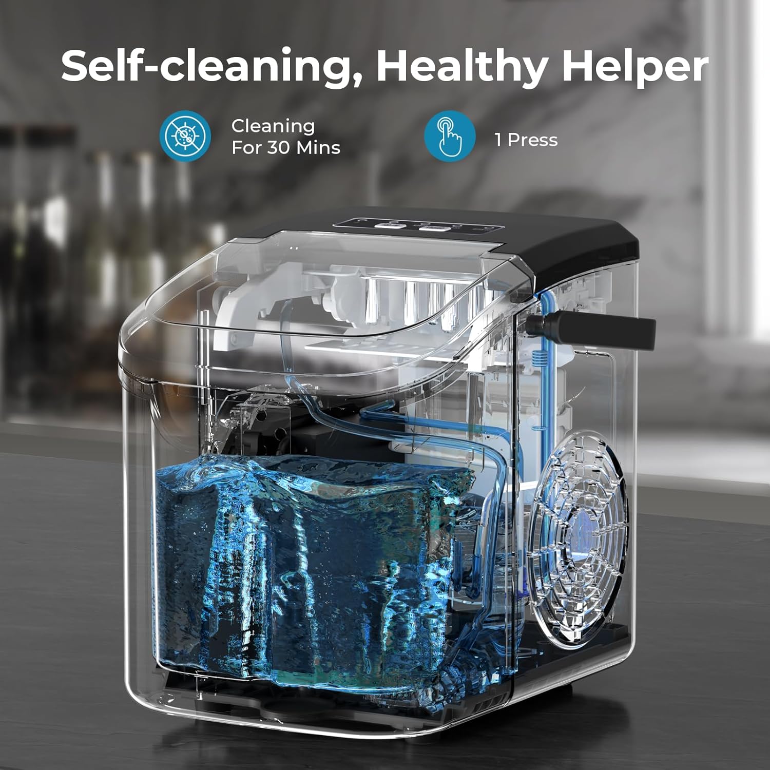 Kismile Ice Makers Countertop with Handle,8 Cubes in 6 Mins,Portable Ice Machine with Self-Cleaning for Home 58012RIM0 - Image 29