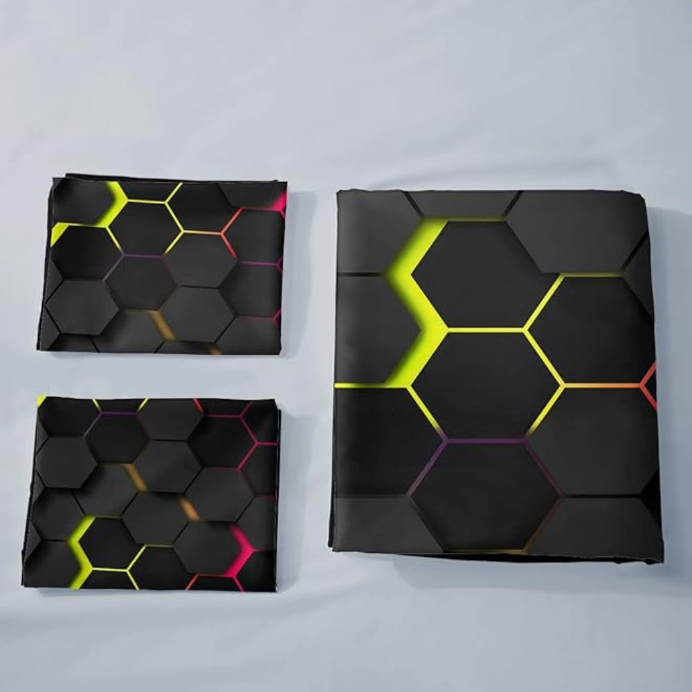 Duvet Cover Set Geometric Hexagon Polyester Machine Washable - Image 4
