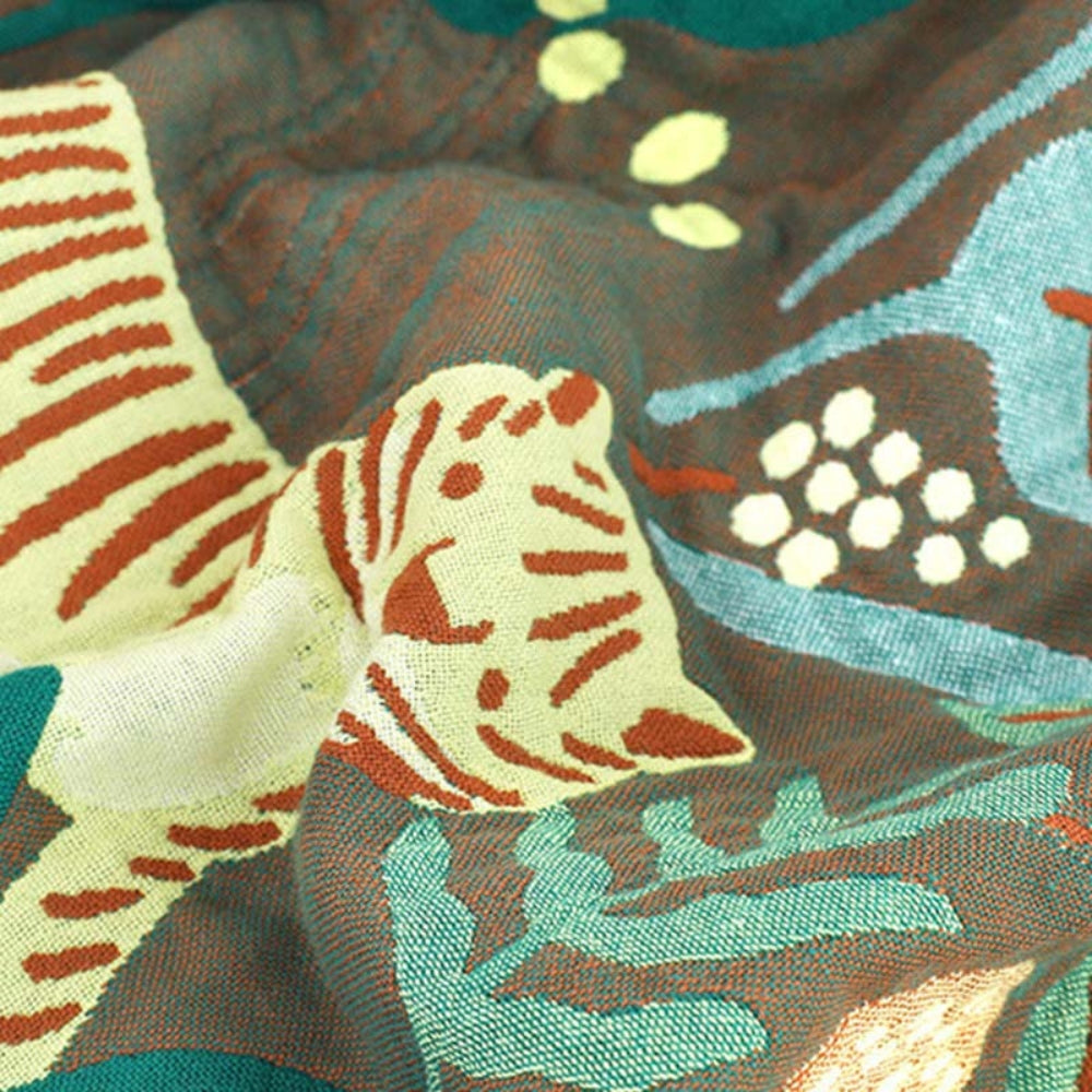 Cotton Blanket Reversible Jacquard Tassel Trim - Image 5