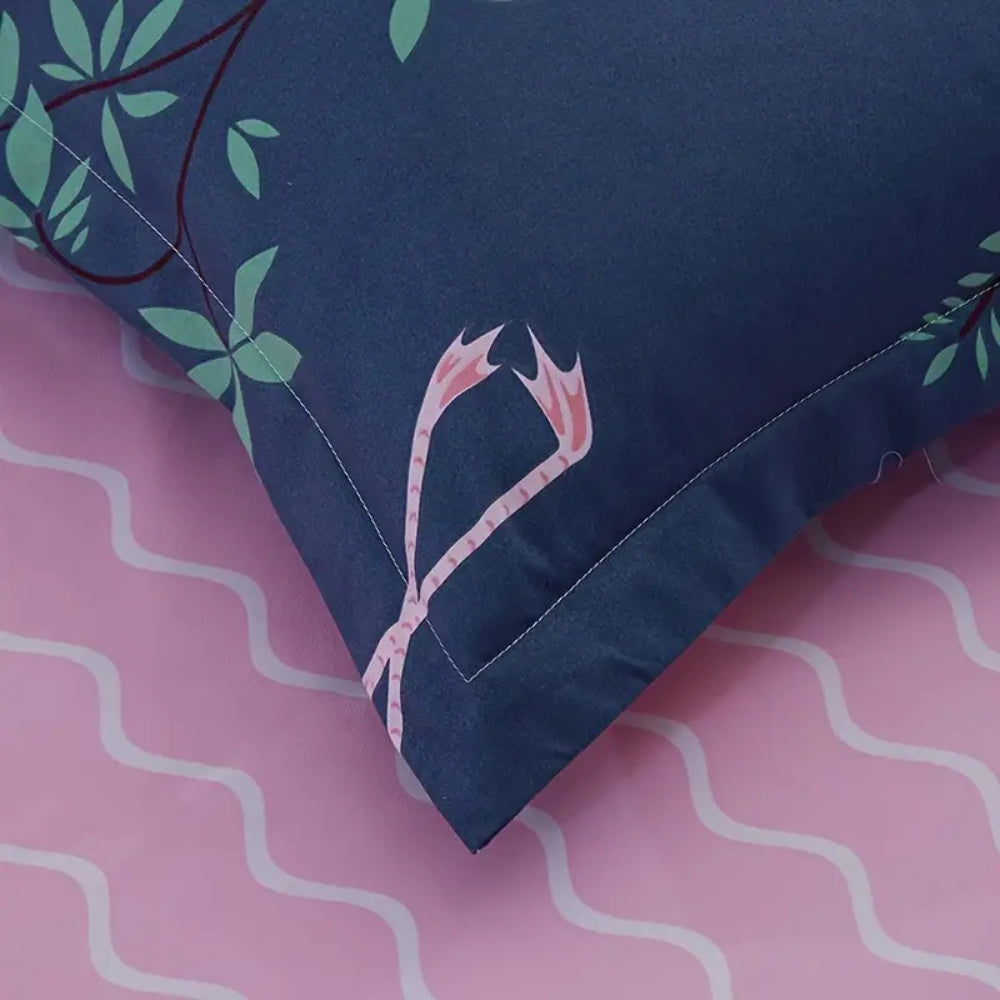 Duvet Cover Set Tropical Flamingo Soft Microfiber Machine Washable - Image 2