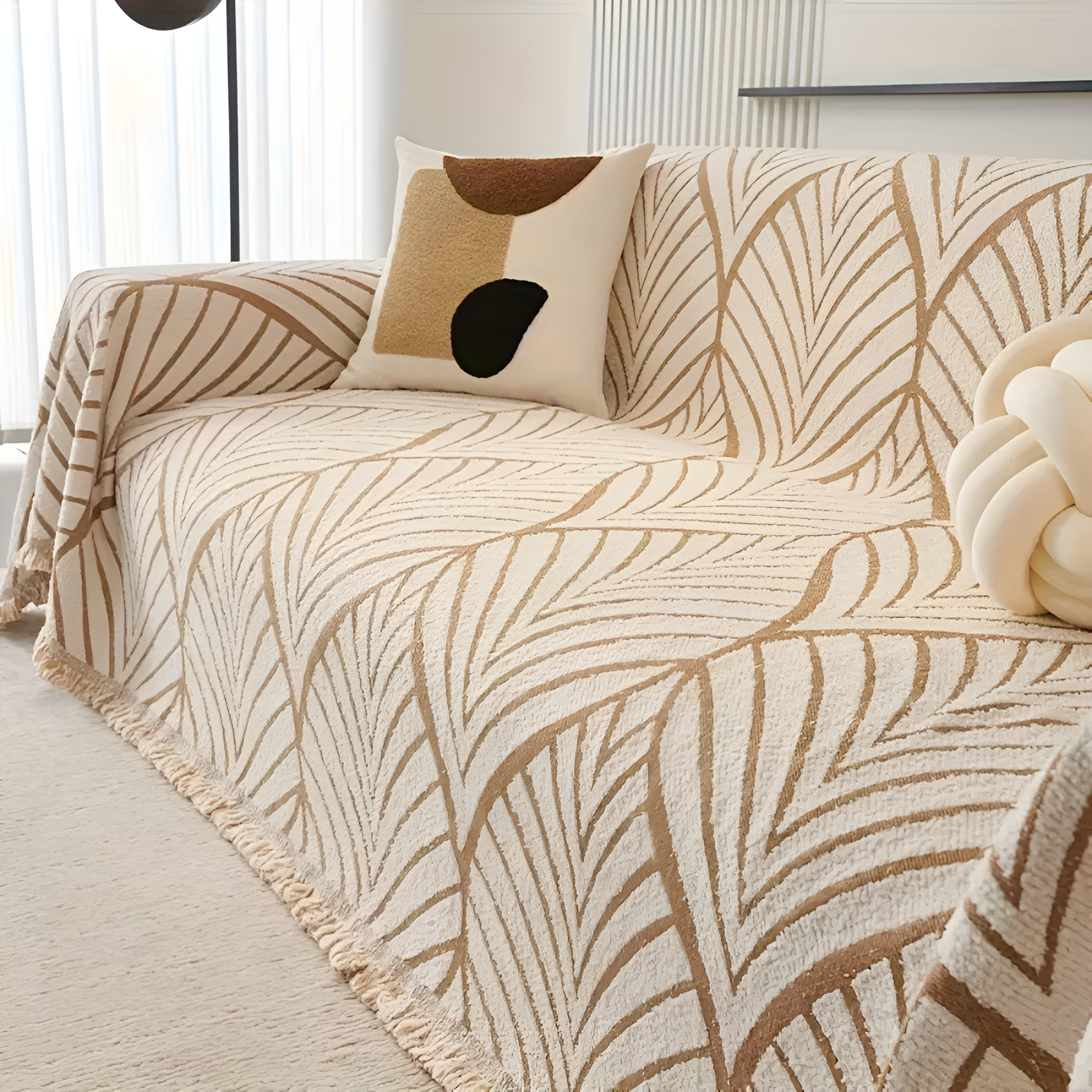Sofa Cover Maple Leaf Microfiber Chenille Non-Slip Backing - Image 2
