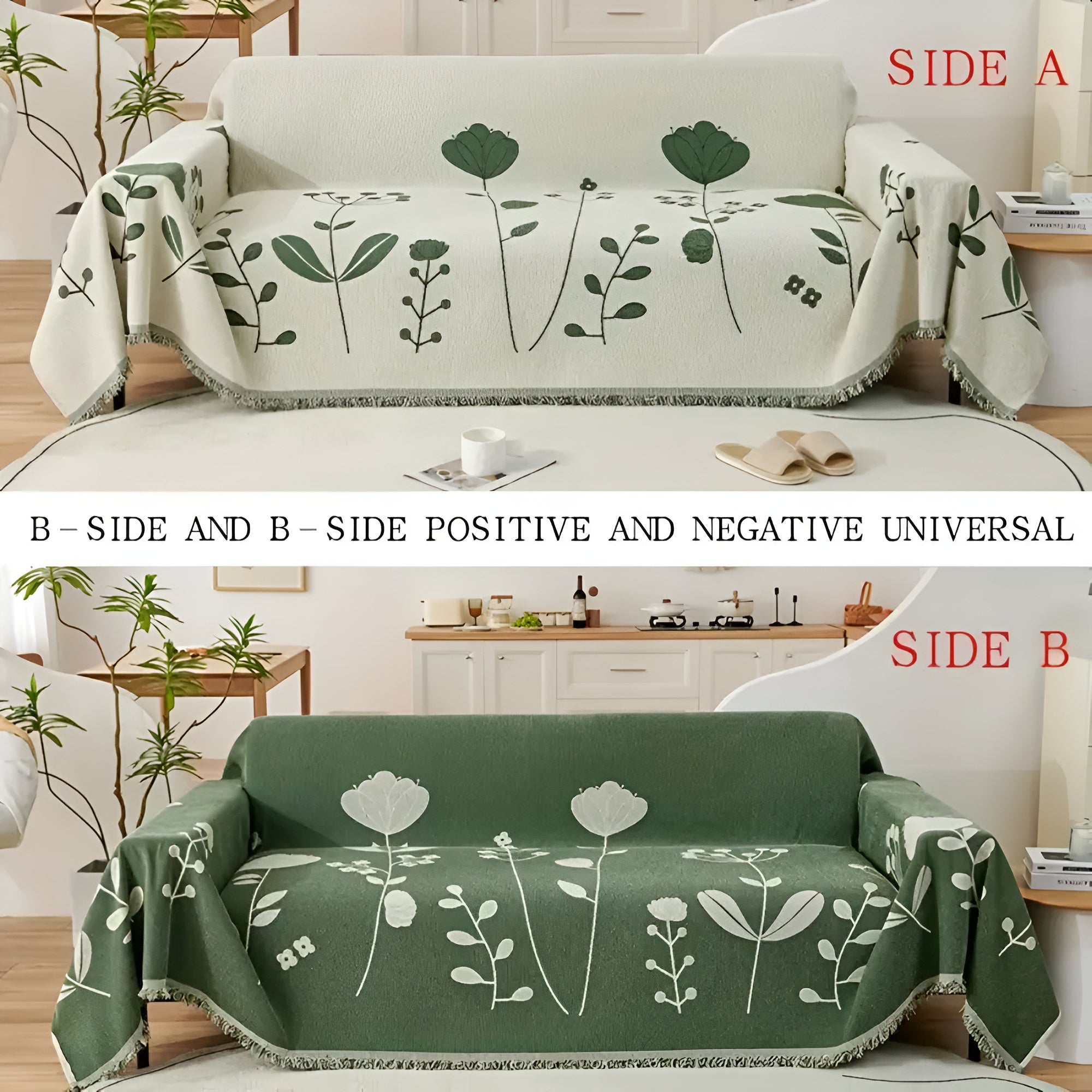 Sofa Cover Reversible Floral Microfiber Pet Resistant - Image 9