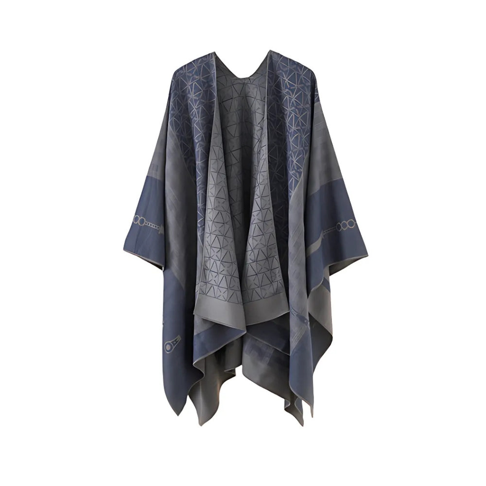 Poncho Shawl Geometric Pattern Lightweight Cotton Microfiber - Image 3