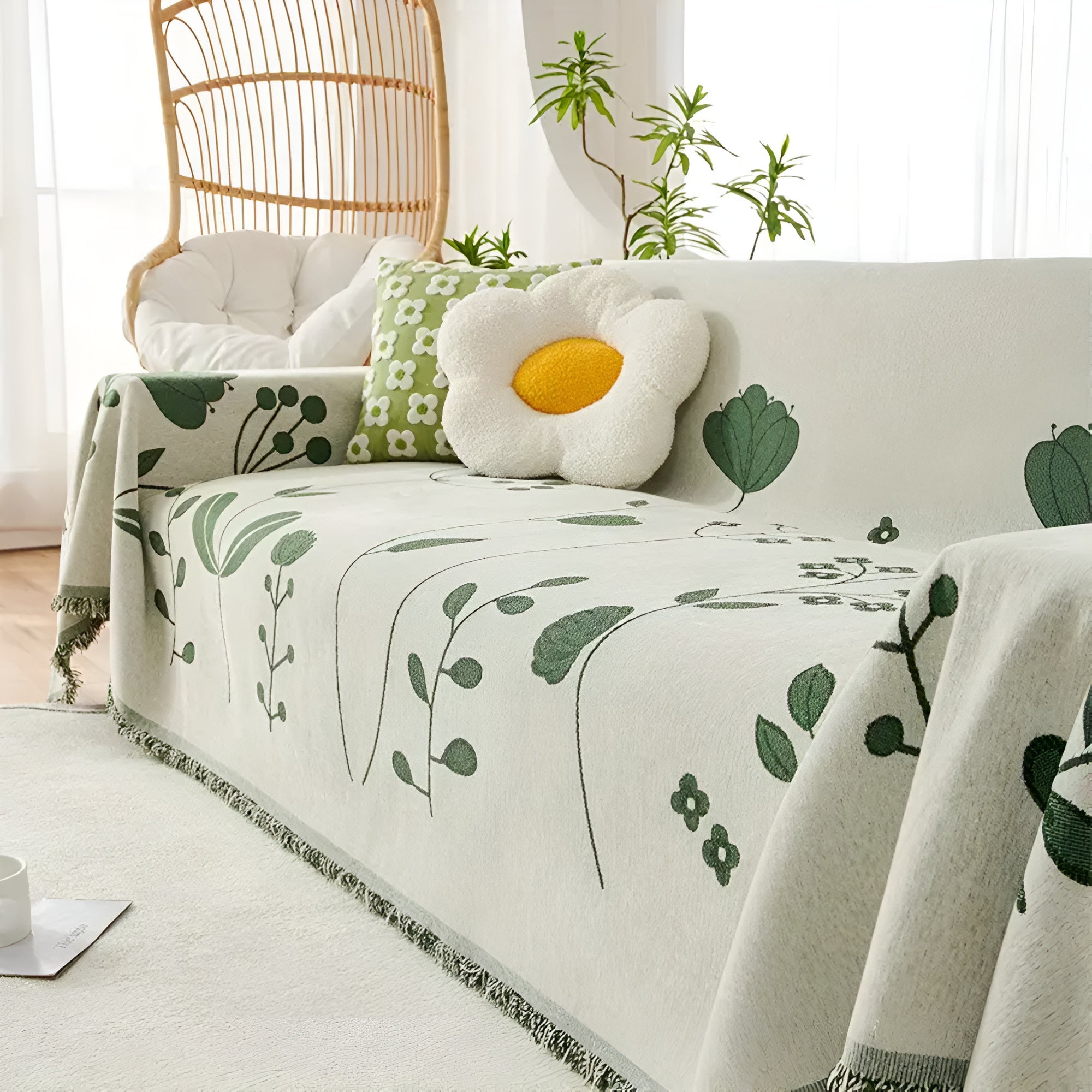 Sofa Cover Reversible Floral Microfiber Pet Resistant - Image 2