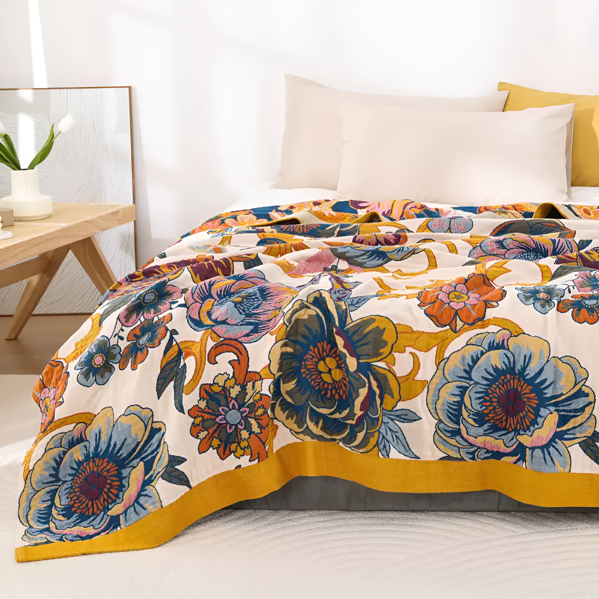 Blanket Reversible Floral 100% Cotton - Image 5
