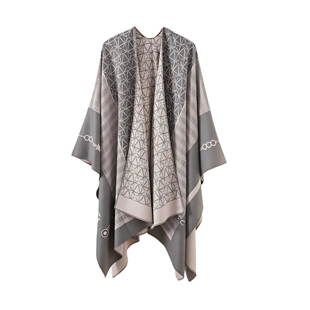 Poncho Shawl Geometric Pattern Lightweight Cotton Microfiber - Image 4