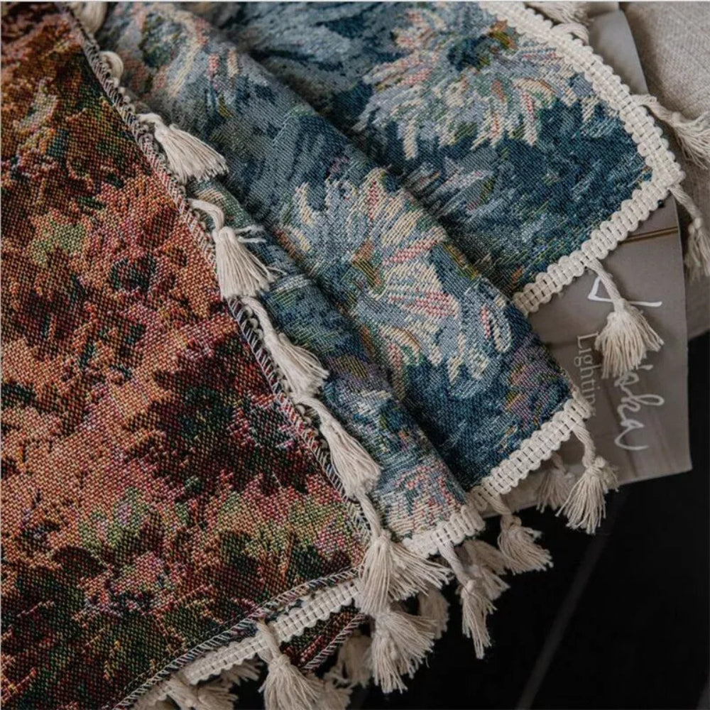 Curtains Navy Floral Tassel Brushed Polyester Light-Filtering - Image 6