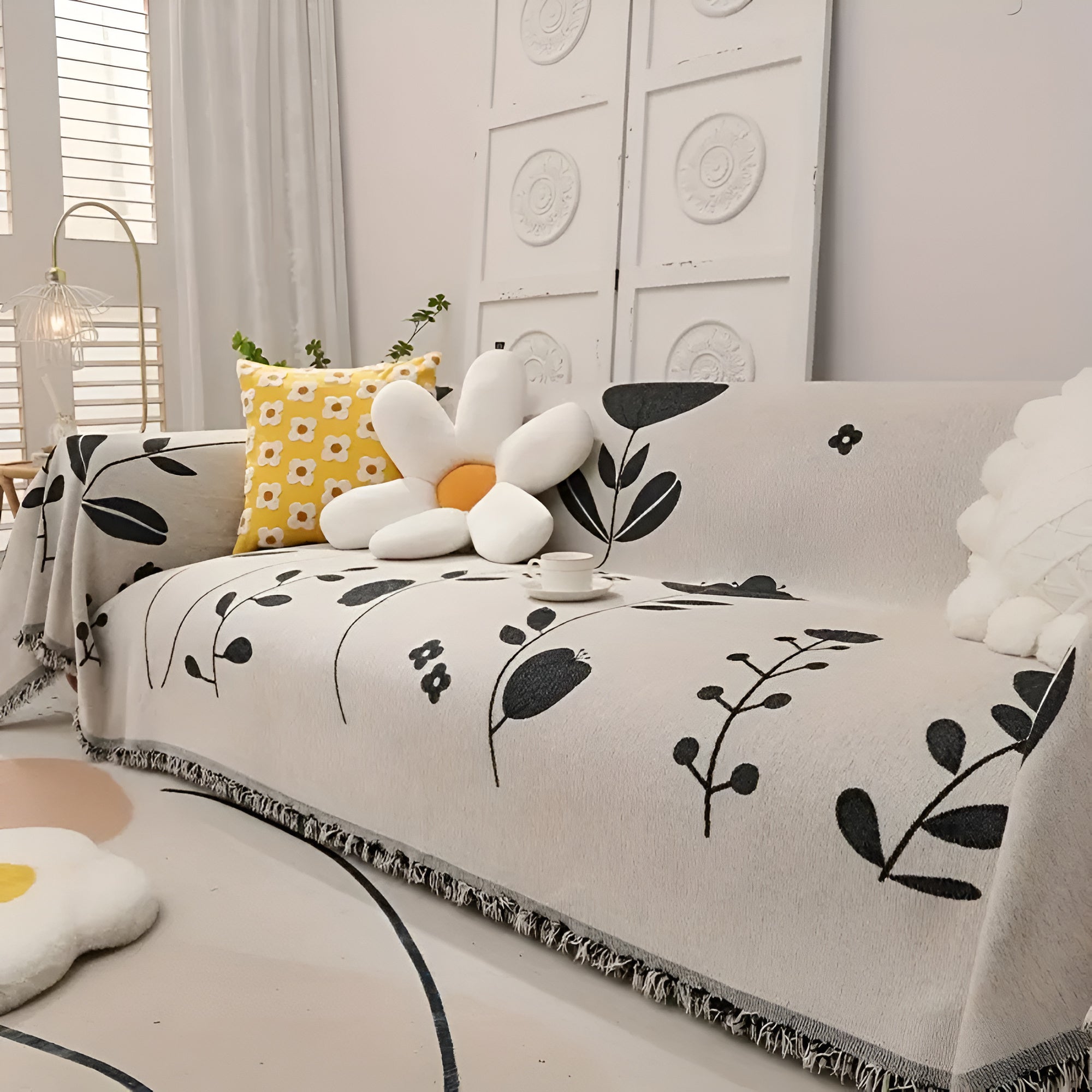Sofa Cover Reversible Floral Microfiber Pet Resistant - Image 4