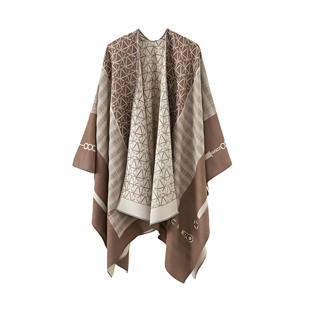 Poncho Shawl Geometric Pattern Lightweight Cotton Microfiber - Image 6