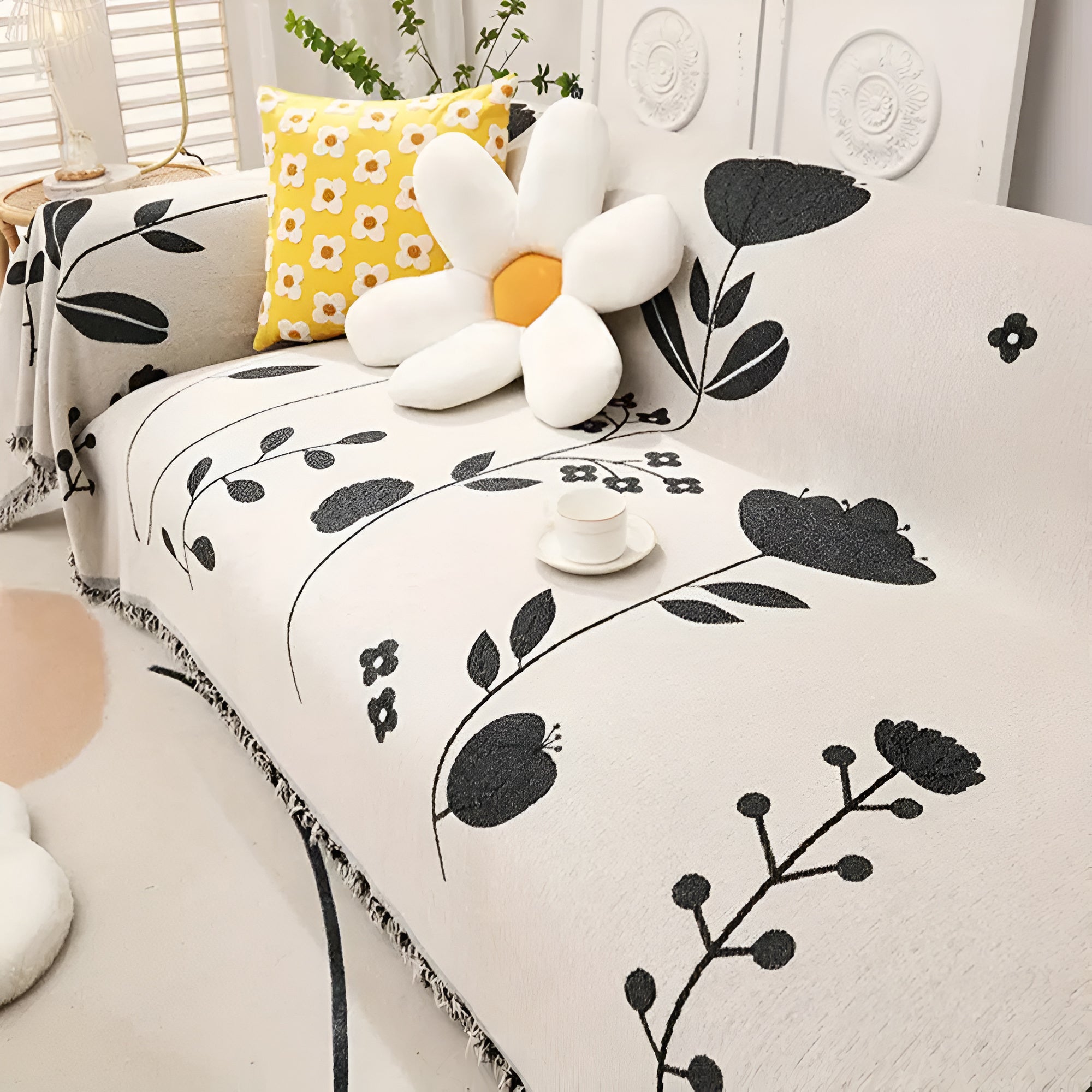 Sofa Cover Reversible Floral Microfiber Pet Resistant - Image 3