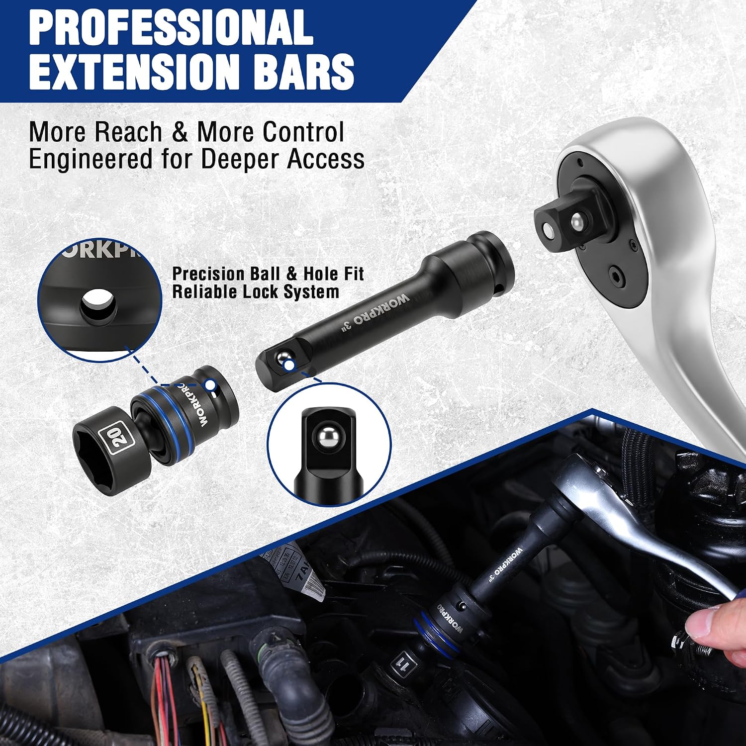 WORKPRO 19-Piece 3/8" Dr. Universal Impact Socket Set, Metric - Image 7