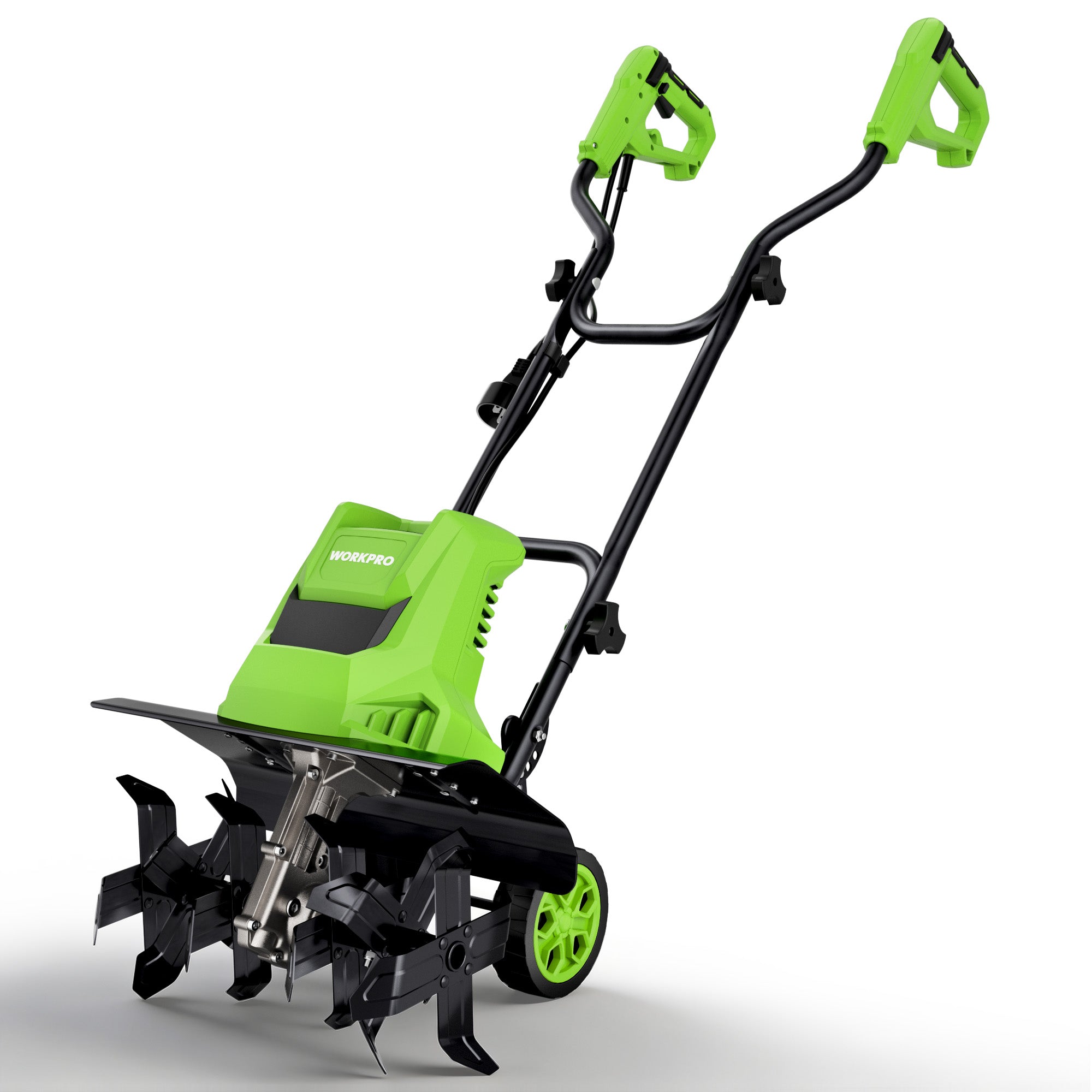 WORKPRO Corded Electric Garden Tiller & Cultivator, 16" Tilling Width & 8.7" Depth, 12.5A Corded Rototiller, 6 Steel Tines, 4-Position Adjustable Wheels, for Garden, Lawn & Flower Beds - Image 2