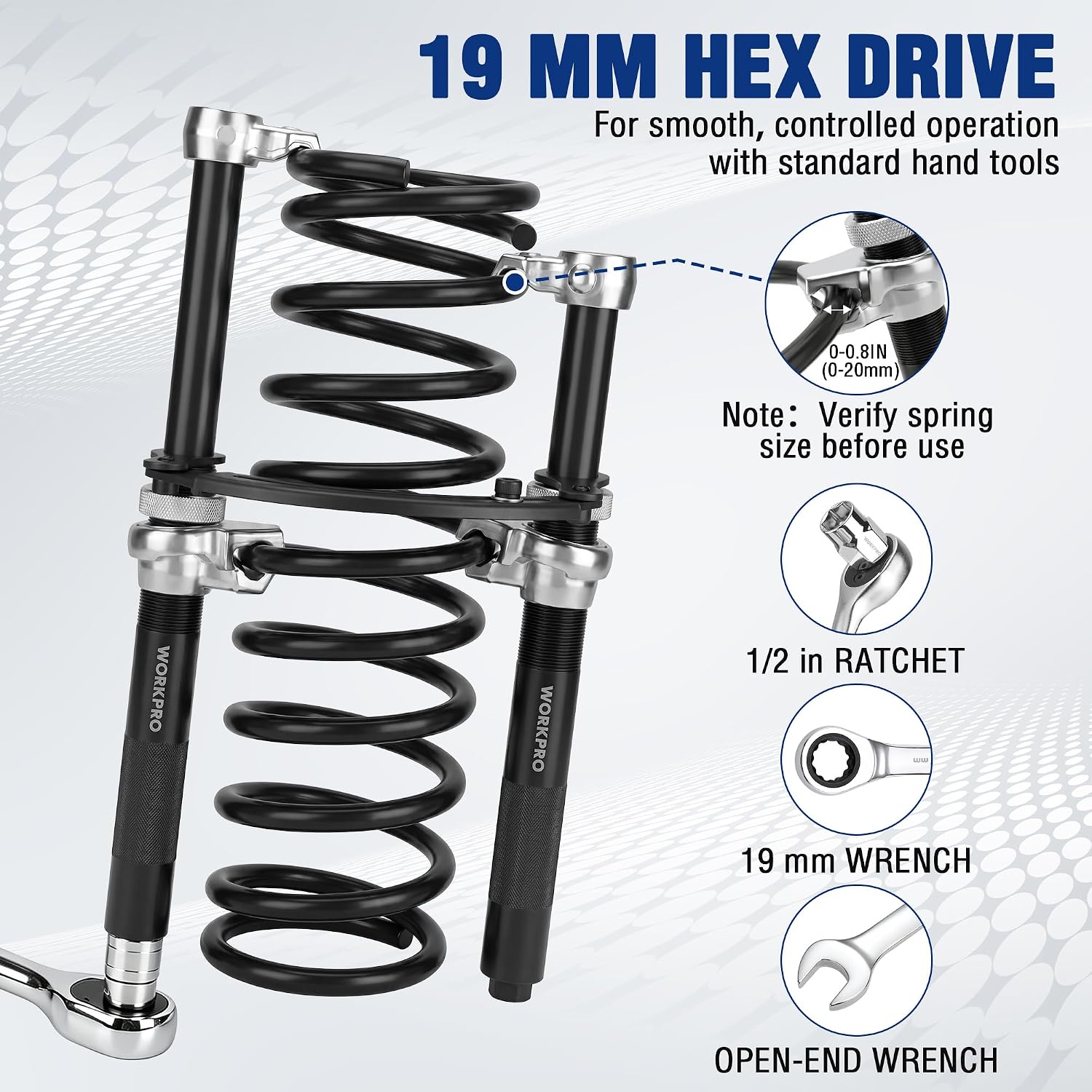 WORKPRO 2-Piece Heavy Duty Coil Spring Compressor Tool Set, 2200LB Capacity - Image 6