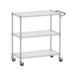 WORKPRO 40" 3-Tier Utility Cart, 330 LBS Capacity, Adjustable Shelves