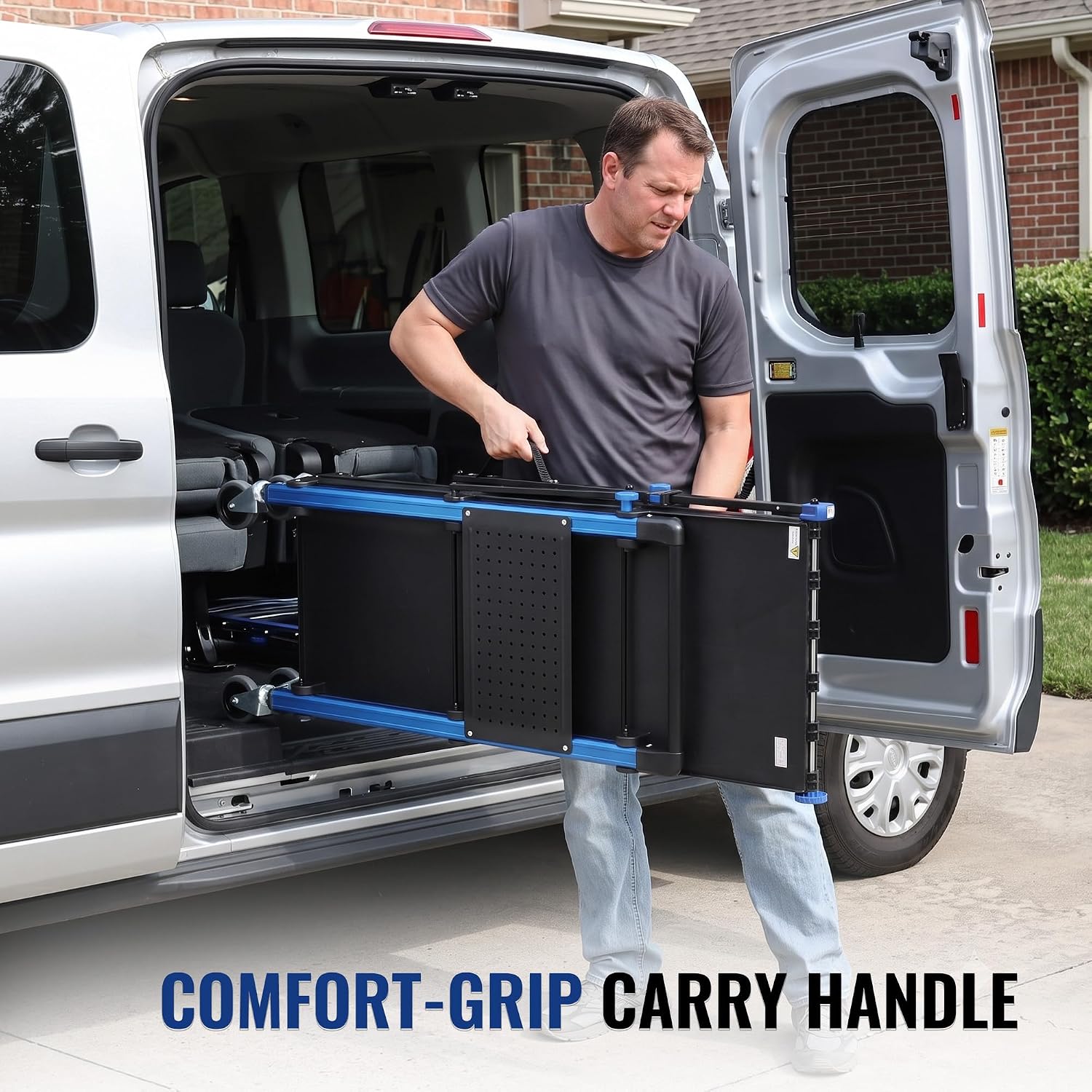 WORKPRO 3-Tier Heavy Duty Collapsible Service Cart-Blue and Black - Image 9