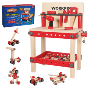 WORKPRO 70 Pcs Wooden Building Toy Tool Kit, Great Gift for Toddlers 3+