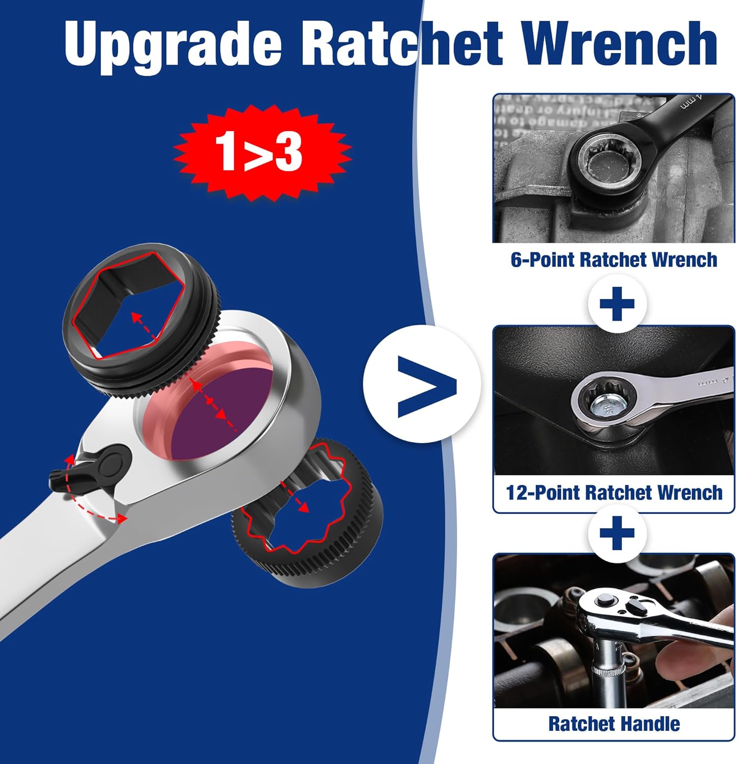 WORKPRO 7-Piece 3-in-1 Reversible Ratchet Wrench Set, Metric - Image 3