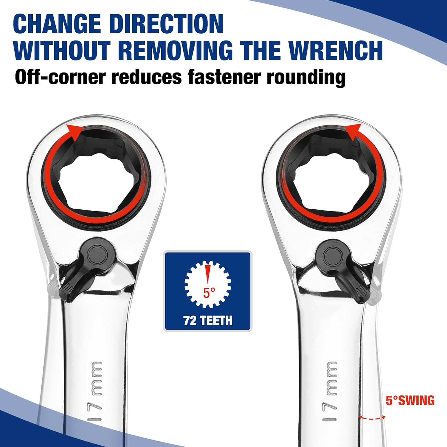WORKPRO 7-Piece 3-in-1 Reversible Ratchet Wrench Set, Metric - Image 5