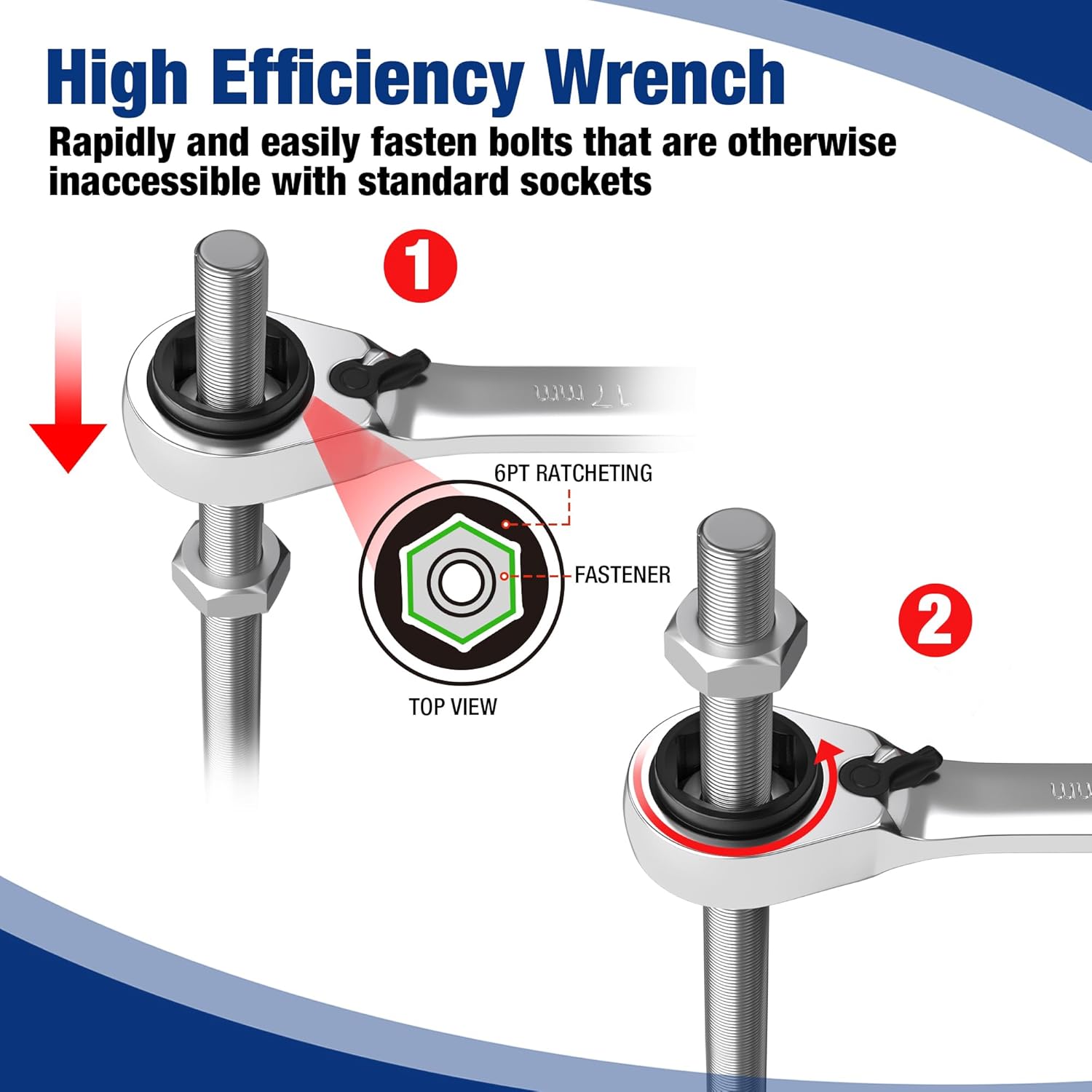 WORKPRO 7-Piece 3-in-1 Reversible Ratchet Wrench Set, Metric - Image 6