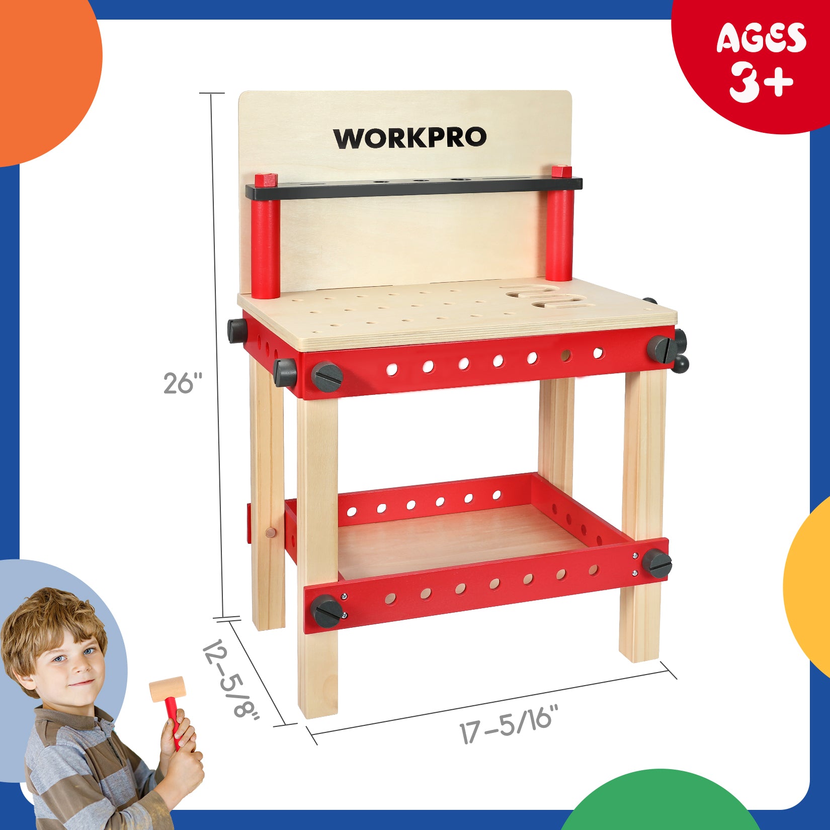 WORKPRO 70 Pcs Wooden Building Toy Tool Kit, Great Gift for Toddlers 3+ - Image 3