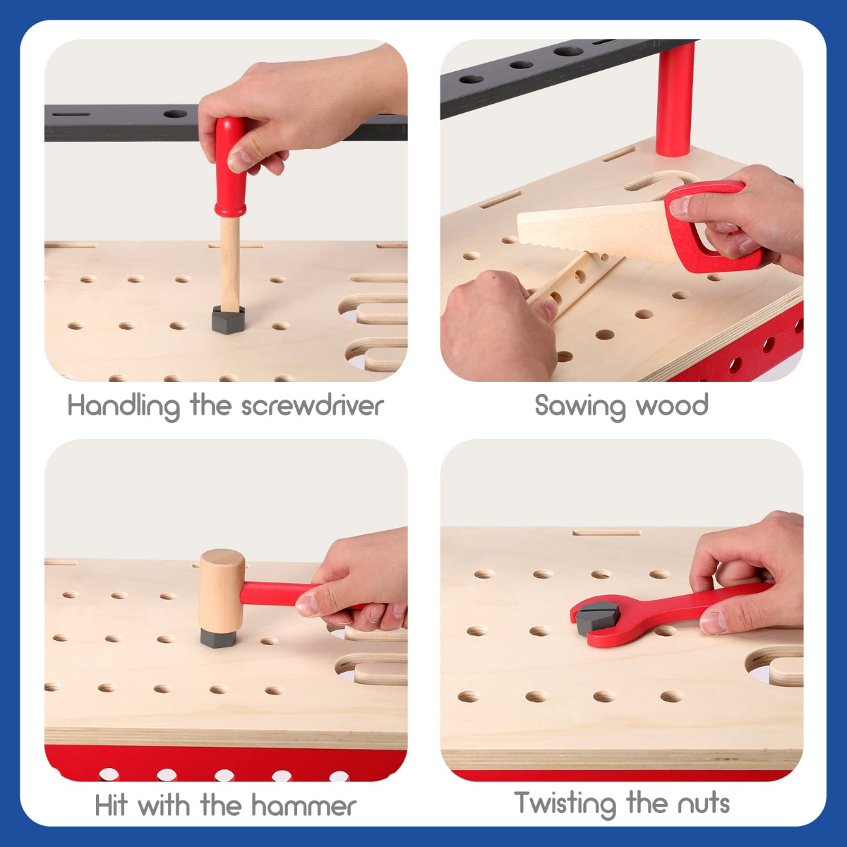 WORKPRO 70 Pcs Wooden Building Toy Tool Kit, Great Gift for Toddlers 3+ - Image 4