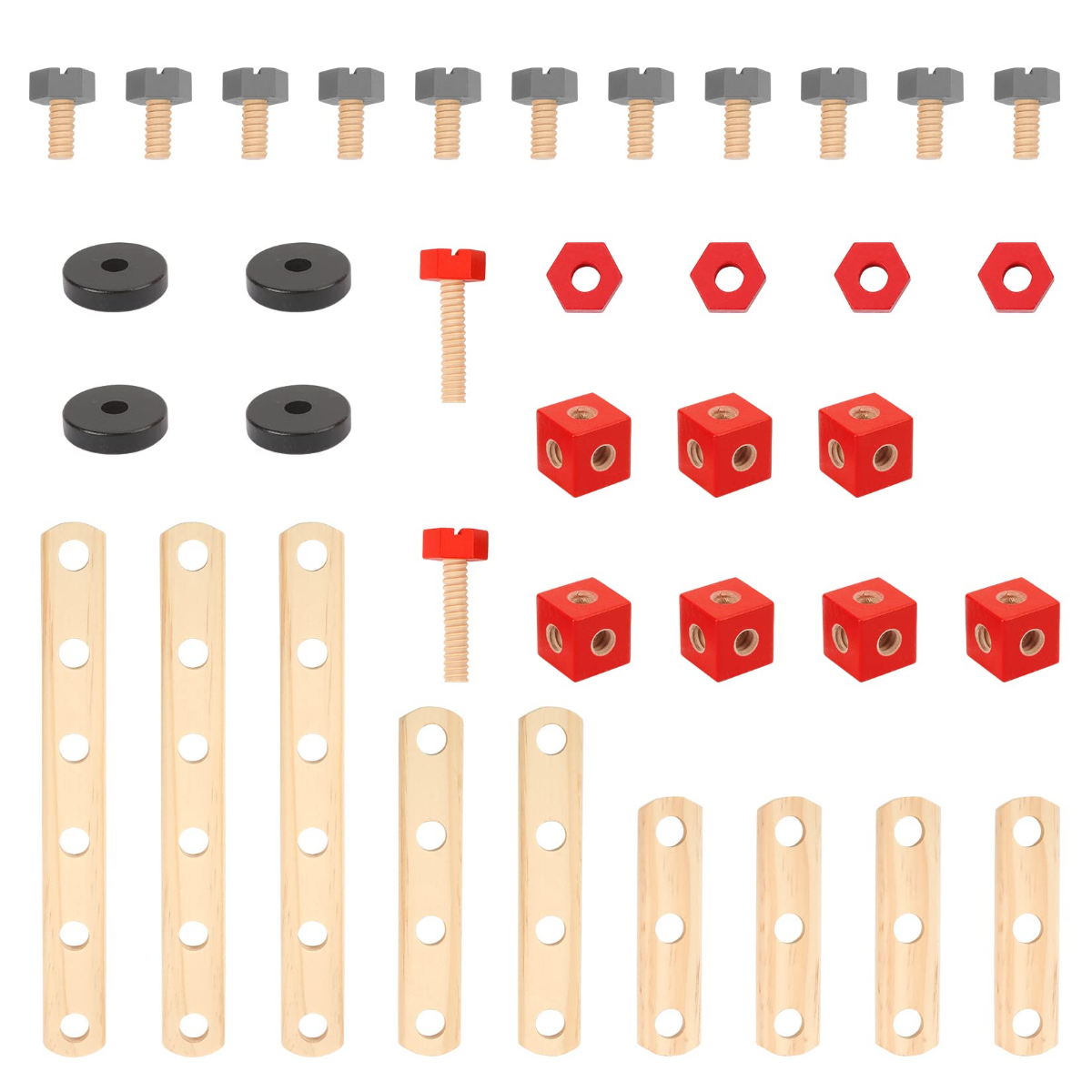 WORKPRO 70 Pcs Wooden Building Toy Tool Kit, Great Gift for Toddlers 3+ - Image 5