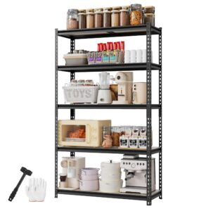 WORKPRO 5-Tier Adjustable Metal Shelving Unit, 35.4"Wx15.7"Dx72"H, Black