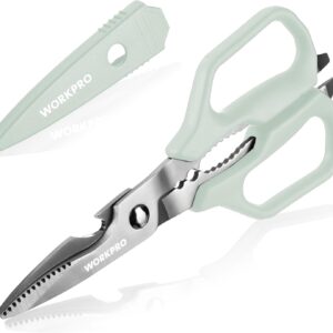 WORKPRO 8-3/4＂ Heavy Duty Titanium-plated Kitchen Scissors with Sheath（Green）