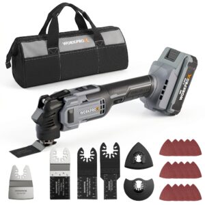 WORKPROX 20V Cordless Oscillating Multi-Tool Kit, Brushless Motor, 6-Speed, 3.6&deg; Oscillation Angle, 22PCS Accessories & 1 Battery, Oscillating Tool for Cutting, Scraping, Sanding with Tool Bag
