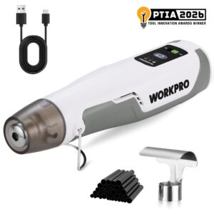 WORKPRO 7.2V Cordless Mini Heat Gun for DIY Crafts, 4000mAh Hot Air Gun, 1.5s Fast Heating, 3 Temp Settings (Cool/572°F/842°F), USB-C Rechargeable