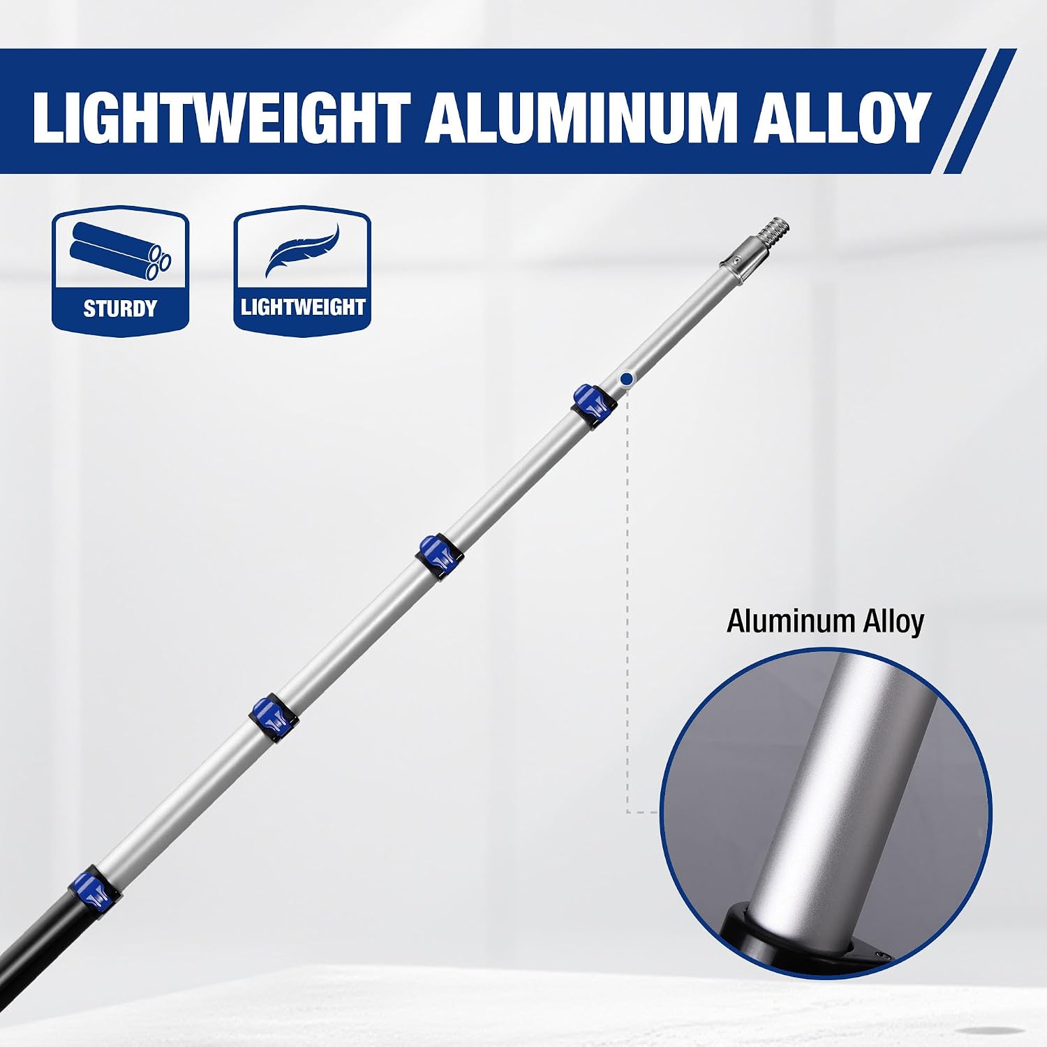 WORKPRO 28FT Pole, Heavy-Duty for Painting, Window Cleaning and High Reach | Heavy-Duty Aluminum, Flip-Lock, 3/4" Thread, Up to 28FT Reach, No Ladder Needed, Durable - Image 4