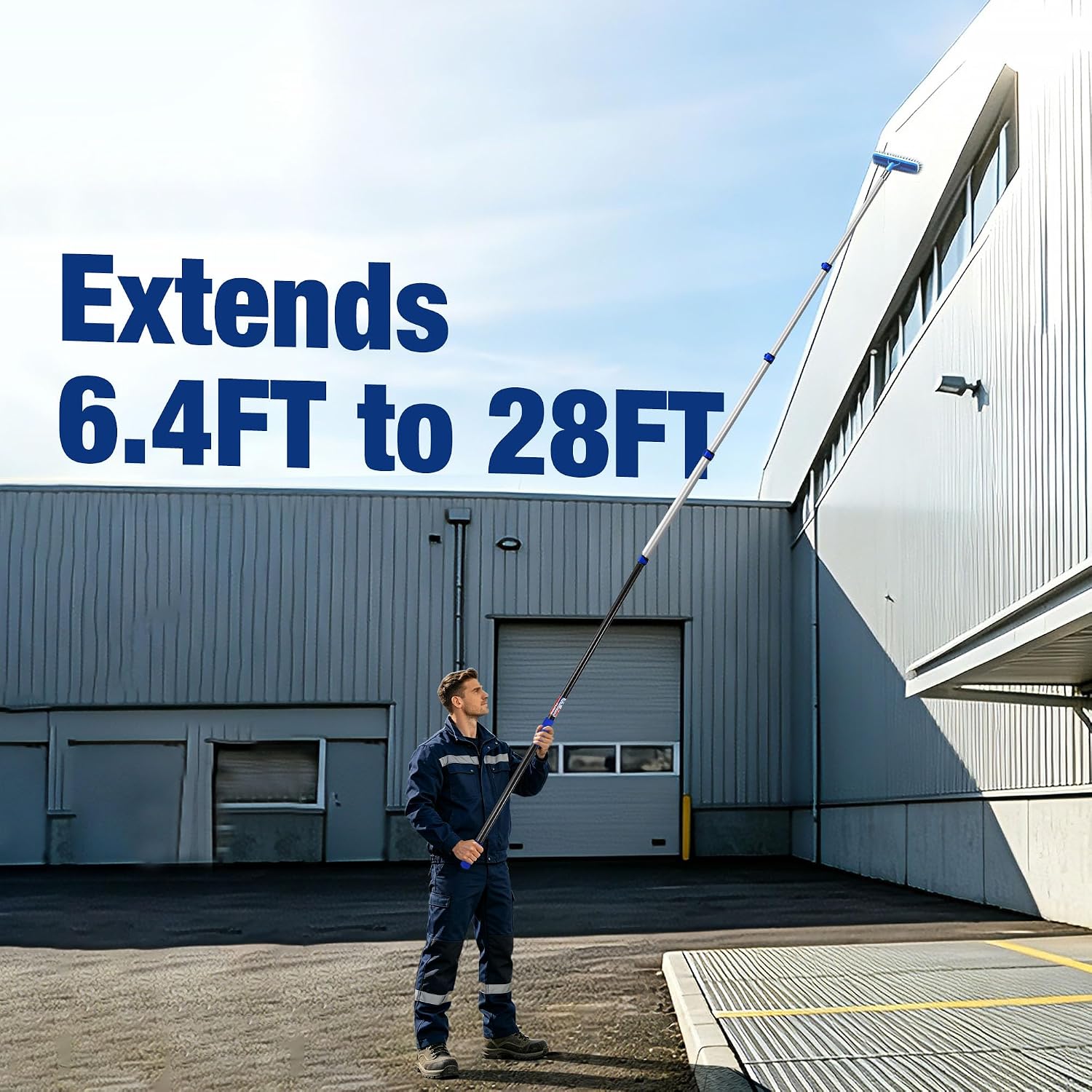 WORKPRO 28FT Pole, Heavy-Duty for Painting, Window Cleaning and High Reach | Heavy-Duty Aluminum, Flip-Lock, 3/4" Thread, Up to 28FT Reach, No Ladder Needed, Durable - Image 7