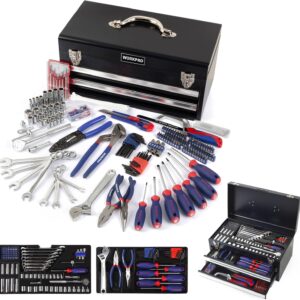 WORKPRO 239-Piece Household Tool Set with 2-Layer Drawers Heavy Duty Metal Box - Perfect for Household, DIY, Auto