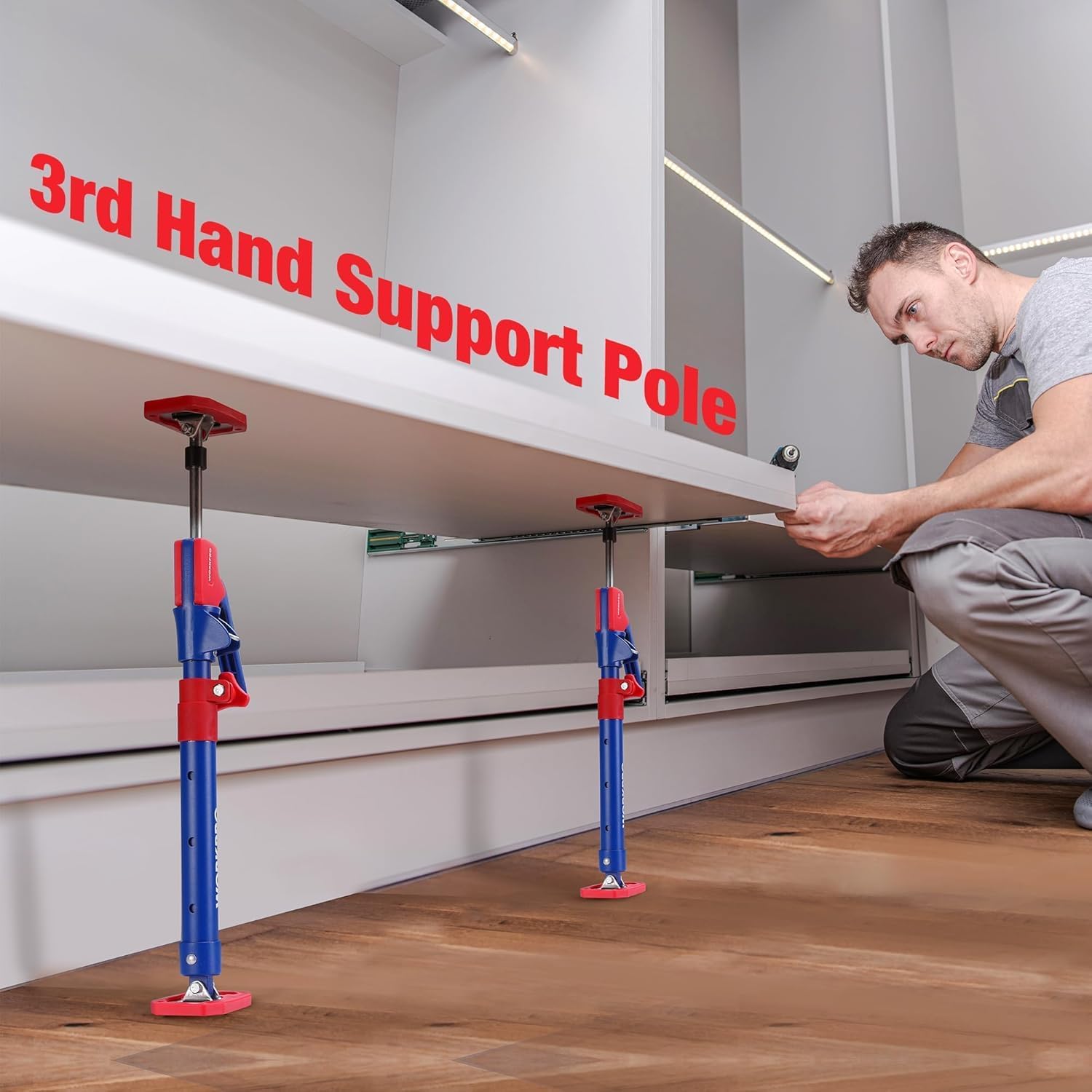 WORKPRO Cabinet Jack Support Pole, 18-1/2" to 29-1/2" Adjustable, 154 lbs, 4-Pack - Image 7